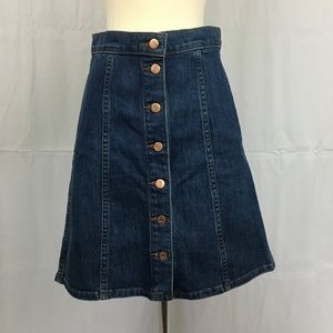 J. Crew Denim A-Line Skirt Button Front Sz 25